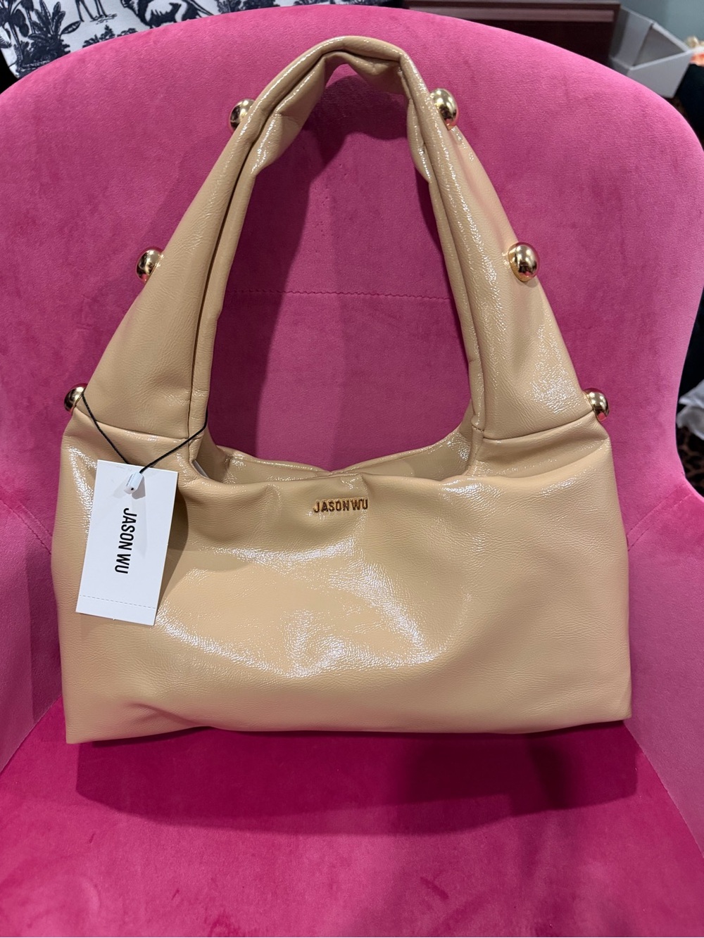 Jason Wu Beige Hobo Bag with Gold Studs